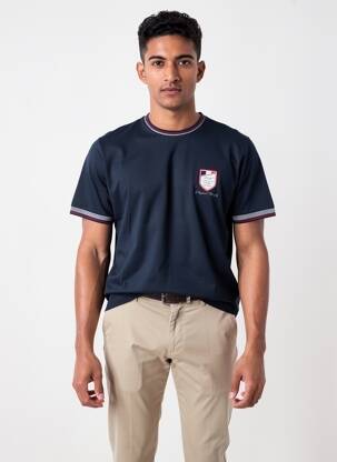 T-shirt broderie manches courtes bleu CAMBERABERO homme