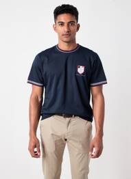 T-shirt broderie manches courtes bleu CAMBERABERO homme