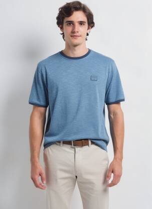 T-shirt coupe cintrée manches courtes bleu CAMBERABERO homme