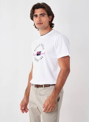 T-shirt broderie manches courtes blanc CAMBERABERO homme