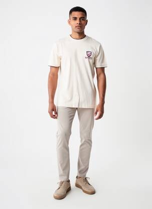 T-shirt broderie manches courtes beige CAMBERABERO homme