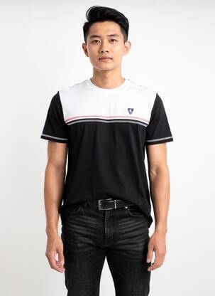 T-shirt broderie manches courtes noir CAMBERABERO homme