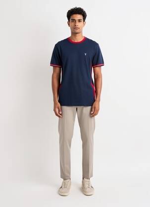 T-shirt broderie manches courtes bleu CAMBERABERO homme