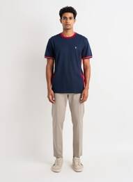 T-shirt broderie manches courtes bleu CAMBERABERO homme