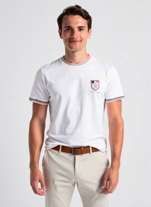 T-shirt broderie manches courtes blanc CAMBERABERO homme