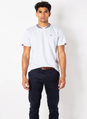 T-shirt broderie manches courtes bleu CAMBERABERO homme