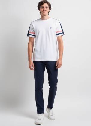 T-shirt broderie manches courtes blanc CAMBERABERO homme