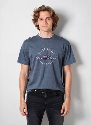 T-shirt broderie manches courtes bleu CAMBERABERO homme