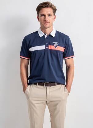 Polo coupe droite manches courtes bleu CAMBERABERO homme