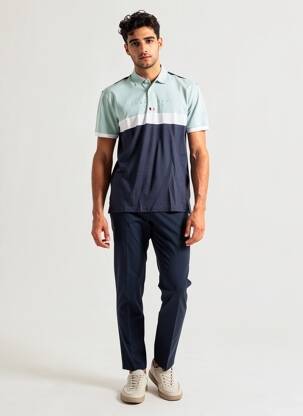 Polo coupe droite manches courtes bleu CAMBERABERO homme