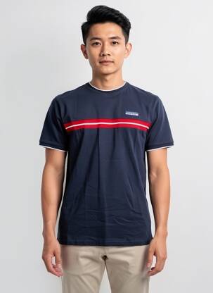 T-shirt coupe droite manches courtes bleu CAMBERABERO homme