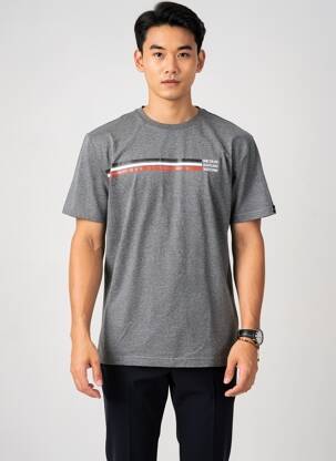 T-shirt broderie manches courtes gris CAMBERABERO homme