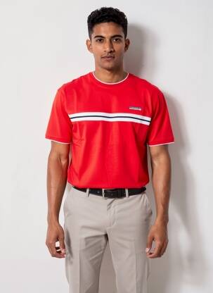 T-shirt broderie manches courtes rouge CAMBERABERO homme