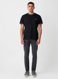 T-shirt broderie manches courtes noir CAMBERABERO homme