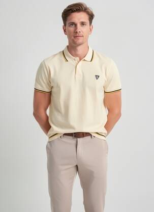 Polo tissage jersey manches courtes beige CAMBERABERO homme