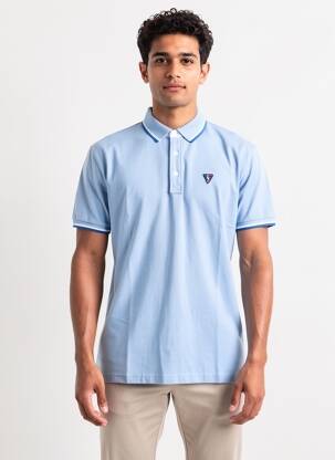 Polo tissage jersey manches courtes bleu CAMBERABERO homme
