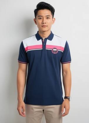 Polo tissage jersey manches courtes bleu CAMBERABERO homme