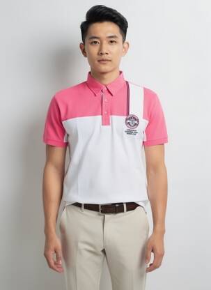 T-shirt broderie manches courtes rose CAMBERABERO homme