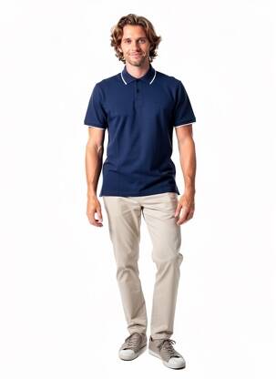 Polo stretch manches courtes bleu CAMBERABERO homme