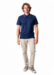Polo stretch manches courtes bleu CAMBERABERO homme