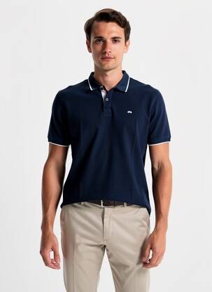 Polo stretch manches courtes bleu fonce CAMBERABERO homme