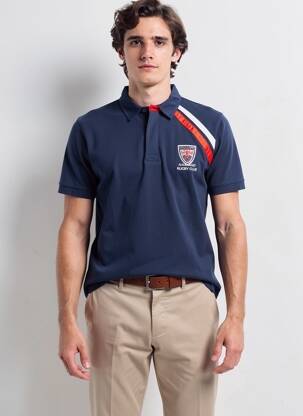Polo tissage jersey manches courtes bleu CAMBERABERO homme