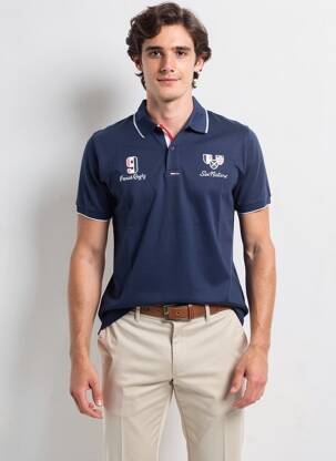 Polo tissage jersey manches courtes bleu CAMBERABERO homme