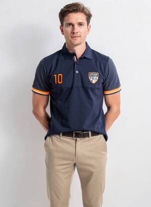 Polo tissage jersey manches courtes bleu CAMBERABERO homme