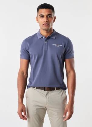 Polo stretch manches courtes bleu TOMMY HILFIGER homme
