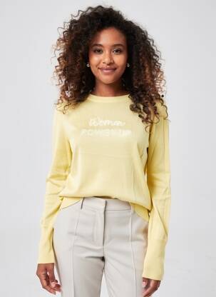 Pull col rond manches longues jaune I.CODE (By IKKS) femme