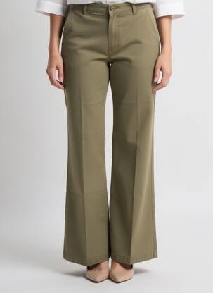 Pantalon flare taille à pinces taille basse vert REIKO femme