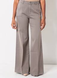 Pantalon flare taille à pinces taille basse marron REIKO femme