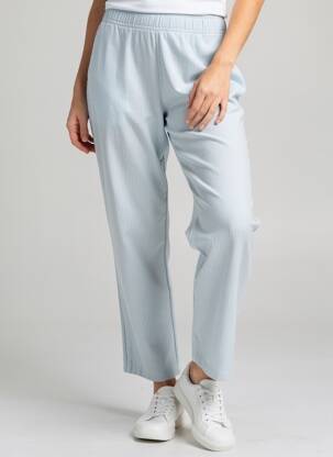 Pantalon droit tissage popeline taille normale bleu REIKO femme