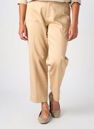 Pantalon 7/8 tissage popeline taille normale beige FRANK WALDER femme