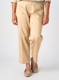 Pantalon 7/8 tissage popeline taille normale beige FRANK WALDER femme
