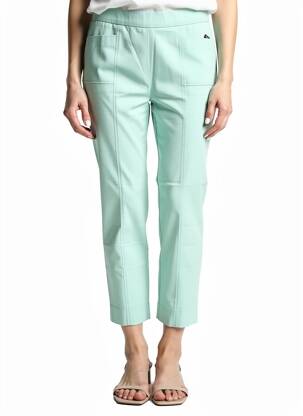 Pantalon 7/8 tissage popeline taille normale vert FRANK WALDER femme