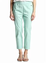 Pantalon 7/8 tissage popeline taille normale vert FRANK WALDER femme