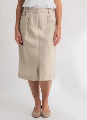 Jupe mi-longue taille à pinces beige STEINBOCK femme
