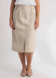 Jupe mi-longue taille à pinces beige STEINBOCK femme