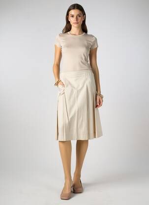 Jupe mi-longue coupe évasée beige STEINBOCK femme