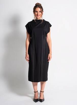 Robe mi-longue manches courtes manches courtes noir ESCORPION femme