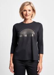 T-shirt manches 3/4 manches 3/4 noir FRANK WALDER femme
