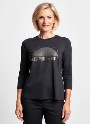 T-shirt manches 3/4 manches 3/4 noir FRANK WALDER femme