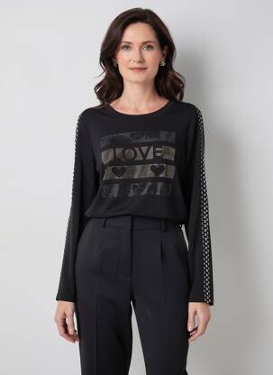 T-shirt manches longues manches longues noir DOLCEZZA femme
