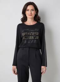 T-shirt manches longues manches longues noir DOLCEZZA femme