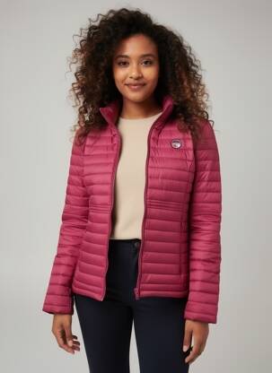 Doudoune poches sans capuche rouge BERMUDES femme