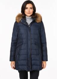 Doudoune poches a capuche bleu STEINBOCK femme