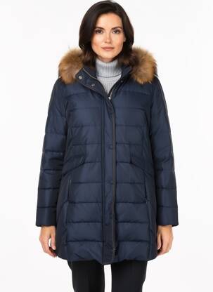 Doudoune poches a capuche bleu STEINBOCK femme