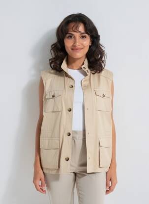 Gilet sans manche coupe cintrée beige STEINBOCK femme