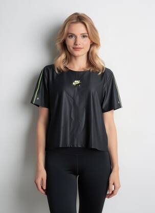T-shirt sérigraphie floquée manches courtes noir NIKE femme